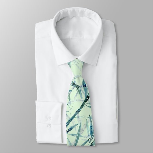 Cravate Branches, blanc, vert, leaves, bamboo (Attaché)
