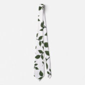 Cravate Branches de feuillage avec Feuilles verts en blanc (Devant)