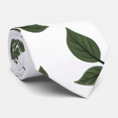 Cravate Branches de feuillage avec Feuilles verts en blanc (Roulé)