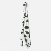 Cravate Branches de feuillage avec Feuilles verts en blanc (Dos)
