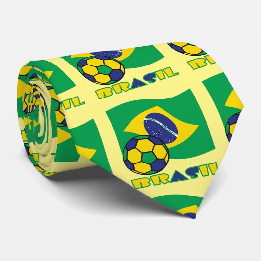 Cravate Brasileiro Futebol e Bandeira (Roulé)
