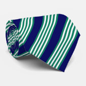 Cravate Brayures blanches et vertes motif avec bleu marine (Roulé)