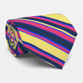 Cravate Brayures rose, jaune et bleue (Roulé)