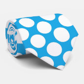 Cravate Bright Blue Jumbo Polka Dots Custom Necktie (Roulé)
