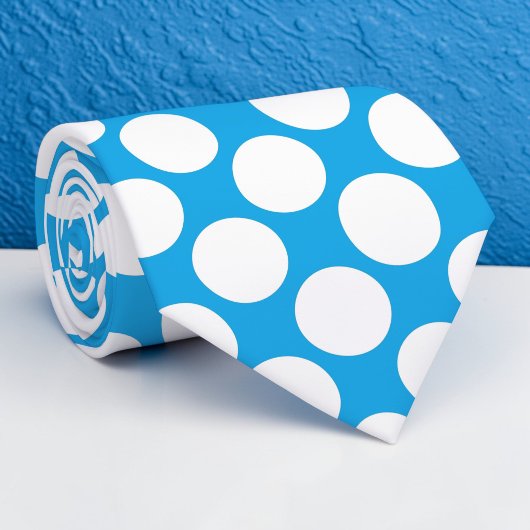 Cravate Bright Blue Jumbo Polka Dots Custom Necktie