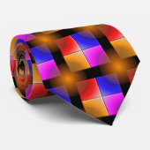 Cravate Bright Colored Squares on Black Background (Roulé)