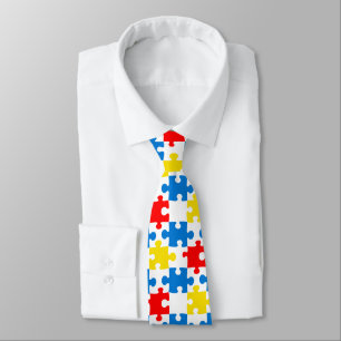 Cravate Bright Colorful Puzzle Pieces Pattern