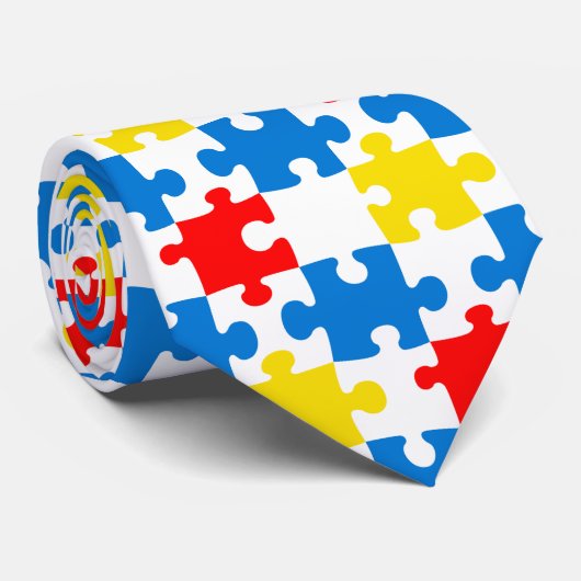Cravate Bright Colorful Puzzle Pieces Pattern (Roulé)