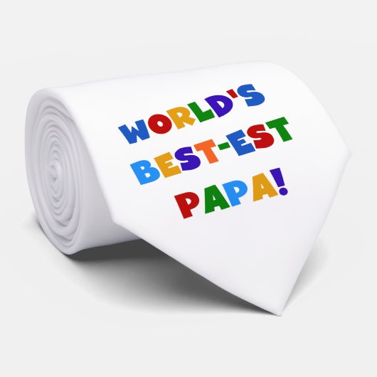 Cravate Bright Colours World's Best Papa Tshirts and Gifts (Roulé)