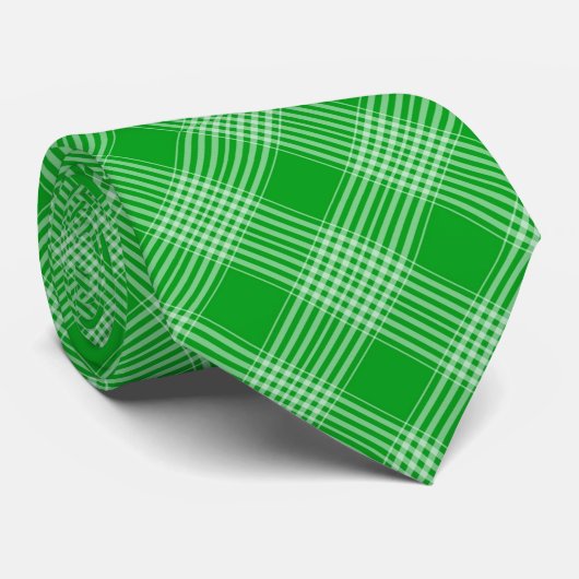 Cravate Bright Green Plaid Checked Pattern (Roulé)