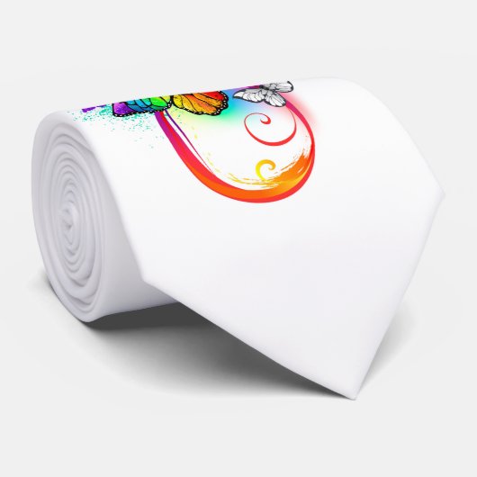 Cravate Bright infinity with rainbow butterfly (Roulé)