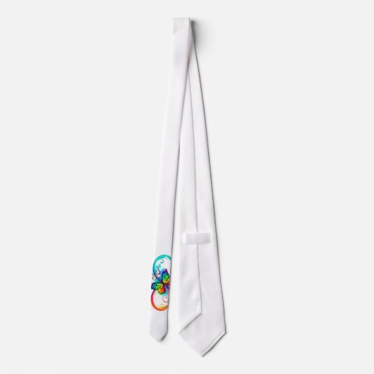 Cravate Bright infinity with rainbow butterfly (Dos)