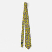 Cravate Bright Jaune et bleu marine Fleur Abstraite (Dos)