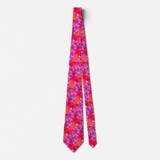 Cravate Bright n Bold Frangipani Floral rose Orange Cravat (Devant)