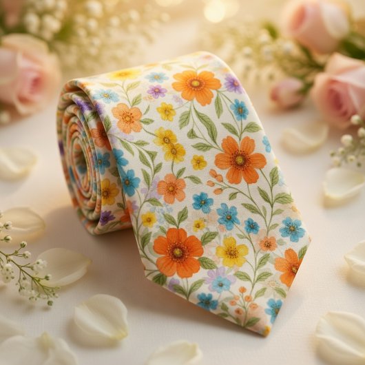 Cravate Bright Spring Meadow Floral Pattern