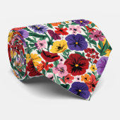 Cravate Bright Spring Pansies Floral Garden Pattern (Roulé)