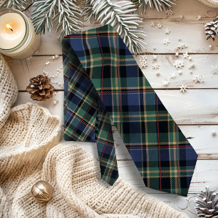 Cravate Brique de tartan de Noël bleu vert ID1141B