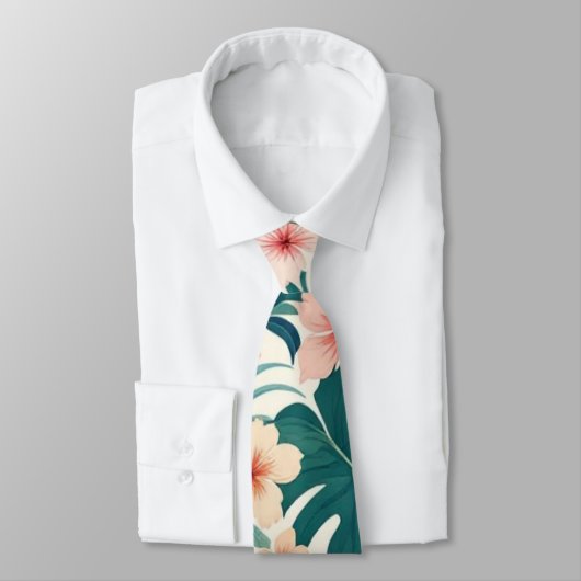 Cravate Brise Botanique - Tropical Floral Pattern Neck Ti (Attaché)