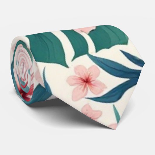 Cravate Brise Botanique - Tropical Floral Pattern Neck Ti (Roulé)