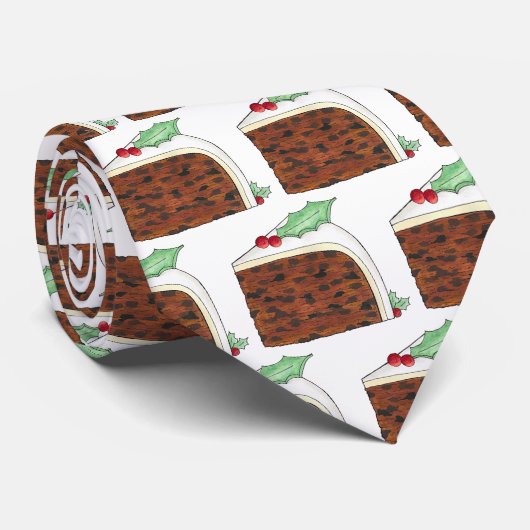 Cravate British Christmas Cake Slice Festive Fête de Fêtes (Roulé)