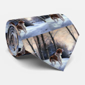 Cravate Brittany Spaniel Laissez Neige Noël (Roulé)