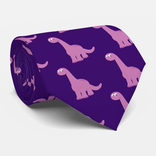 Cravate Brontosaurus pourpre Dinosaur (Roulé)