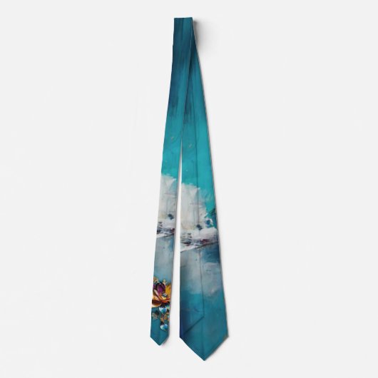 Cravate bronze Abstrait, style baroque bleu or (Dos)
