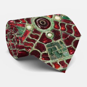 CRAVATE BRONZE VISIGOTHIQUE, MÈRE VERTE ROUGE DES PERLES