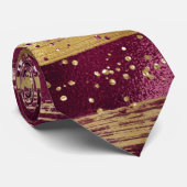 Cravate Brosse à pinceau dorée et bordeaux moderne (Roulé)