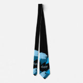 Cravate Brosse nuances de nom bleu avec monogramme (Dos)