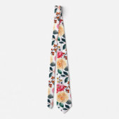 Cravate Brosse verte Peach Joli motif floral (Dos)