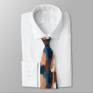 Cravate Brosses Abstraites en bleu, blanc et Brown