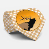 Cravate Brouillonnant Bull Elk au coucher du soleil Art or (Roulé)