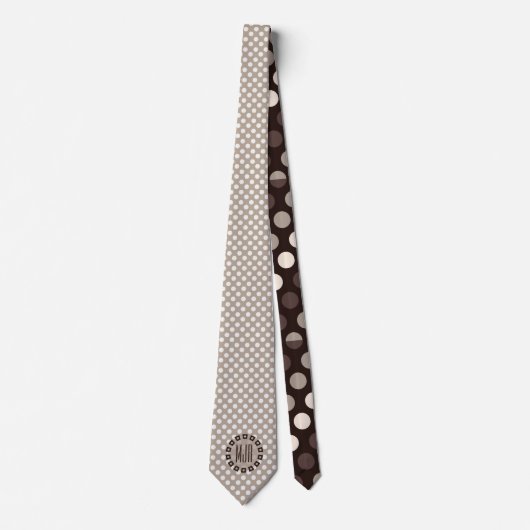 Cravate Brown and Taupe Polka Dot with Monogram (Devant)