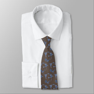 Cravate Brown avec Motif de tête de vaches bleues
