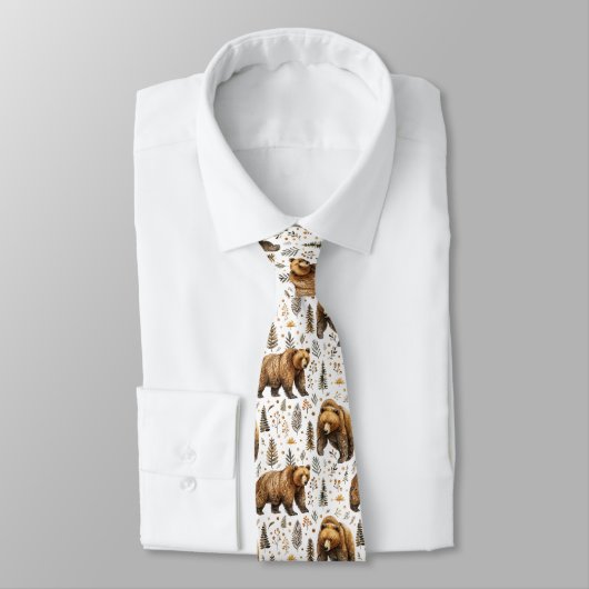 Cravate Brown Bear Woodland (Attaché)