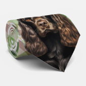 Cravate Brown Cocker Spaniel Chien avec Noël Plaid (Roulé)