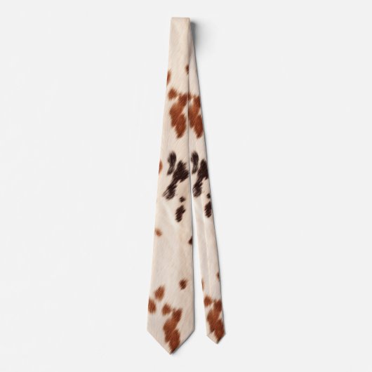 Cravate Brown Cream Faux Cow Print (Devant)