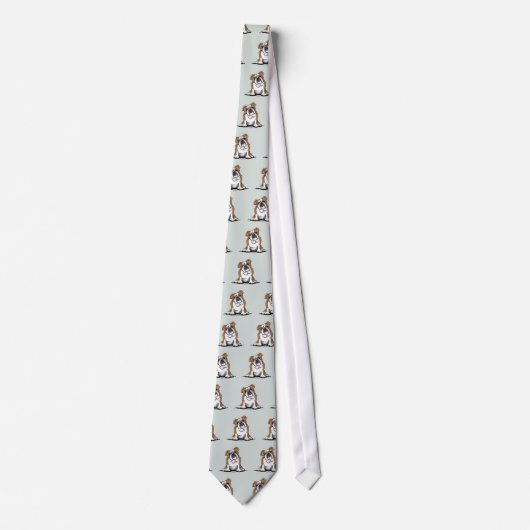 Cravate Brown en blanc anglais Bulldog Sit Joty (Devant)