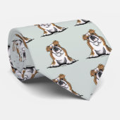 Cravate Brown en blanc anglais Bulldog Sit Joty (Roulé)