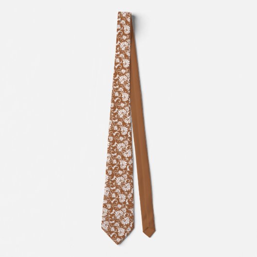 Cravate Brown Floral Pattern Custom Necktie (Devant)