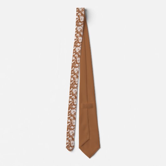 Cravate Brown Floral Pattern Custom Necktie (Dos)