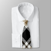 Cravate Brown, noir, blanc Tartan Plaid Motif (Attaché)
