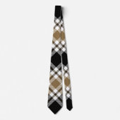 Cravate Brown, noir, blanc Tartan Plaid Motif (Devant)