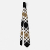 Cravate Brown, noir, blanc Tartan Plaid Motif (Dos)