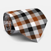 Cravate Brown noir blanc Twill En vichy design (Roulé)
