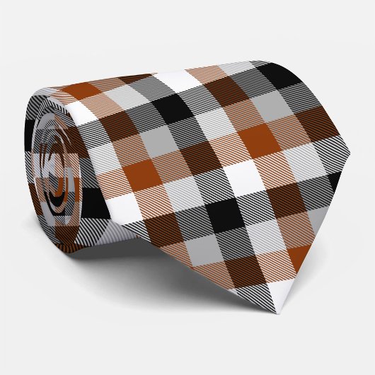Cravate Brown noir blanc Twill En vichy design