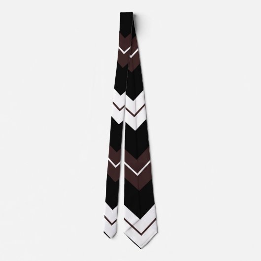 Cravate Brown noir Chevron Motif en bande (Dos)