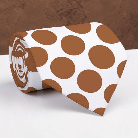 Cravate Brown Polka Dots on White Custom Necktie