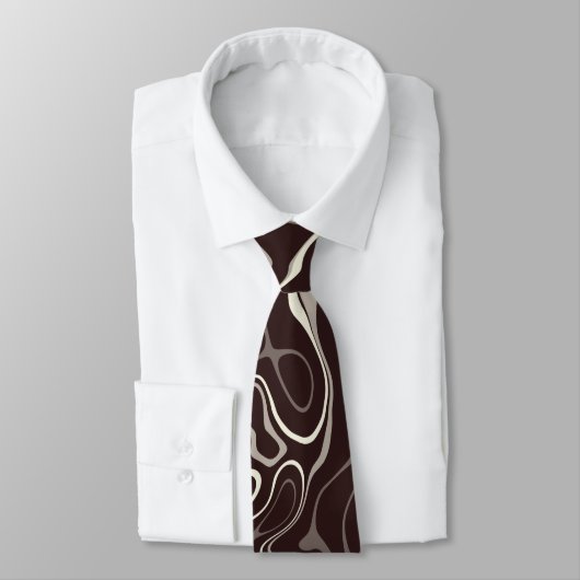 Cravate Brown rouge damas abstrait tourbillons cool motif (Attaché)